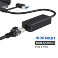 thumbnail image 3 of 2-in-1 1000Mbps Network Card USB Type-C to RJ45 Adapter USB 3.0 Network Card Converter for PC Laptop,1 * Type-C to RJ45 Adapter,Black, 3 of 7