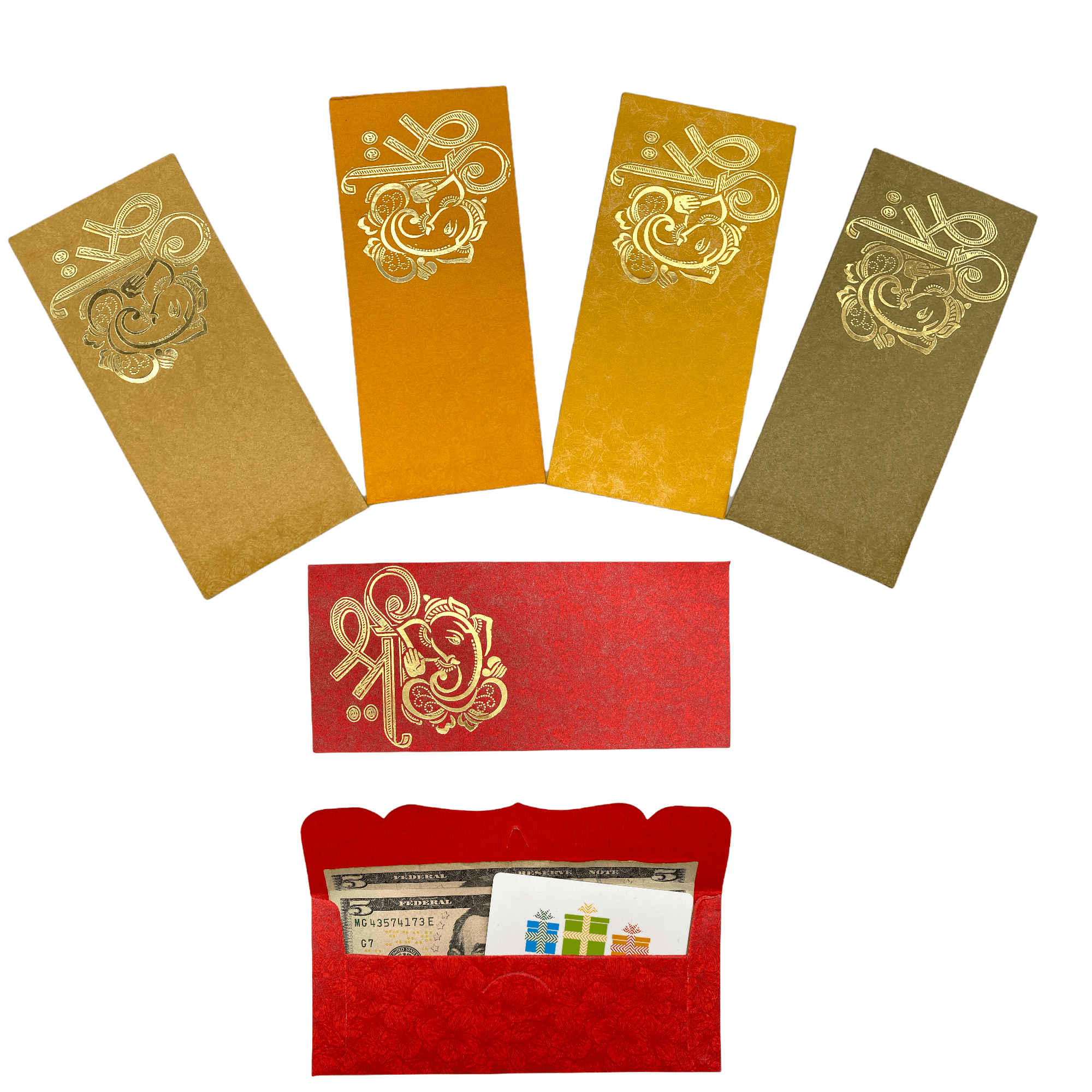 10 or 5 Coloured Gold Rim Wedding  Christmas Money Gift Cash Indian Envelopes 