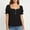 *Black, variant on ClodeEU Women's Square Neck Puff Sleeve Button Blouse,Casual Short Sleeve Top for Summer Black,Women's Plus L