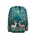 thumbnail image 2 of Xoenoiee Pullover Hoodies Hooded Sweatshirt with Front Kangaroo Pocket Long Sleeve Sweater Fall Winter Tops for Kids Workout Travel, Retro Floral Sika Deer Pattern, M, 2 of 7