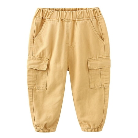 

EnJoCho Toddler Boys Solid Color Mid Rise Elastic Waistband Leggings Work Pants with Pockets Everyday Casual Trend Outfits Toddler Girls Pants with Pockets Teen Girl Workout Pants