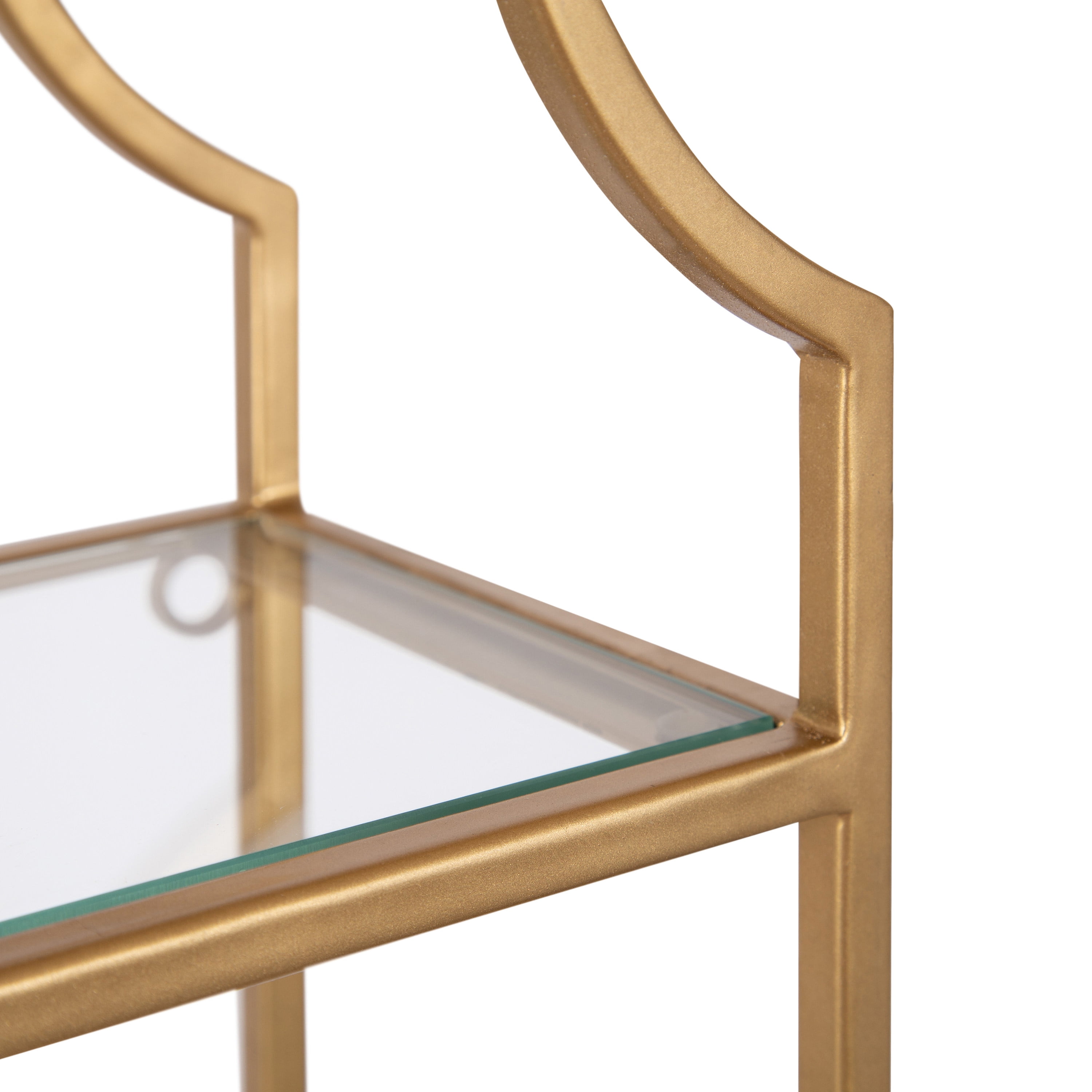 Kate and Laurel Leanna Scalloped Three-Tiered Wall Shelf, 20 x 32, Gold, Decorative Floating Shelf Storage and Wall Organizer for Bathroom Over Toilet Storage or Display