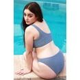 thumbnail image 4 of POSESHE Women's Plus Size Sky Blue Sparkle One Shoulder Swimsuit, 6-24, 4 of 6