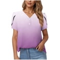 thumbnail image 3 of BXINGOHAI Womens Tops Basic Summer V Neck T Shirts Short Sleeve Dressy Casual Loose Fit Cute Tee Clothes Trendy Fashion Outfits Purple,2XL, 3 of 7