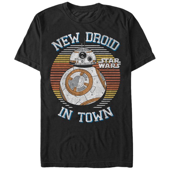 Men's Star Wars The Force Awakens BB-8 New Droid in Town Graphic Tee Black Large