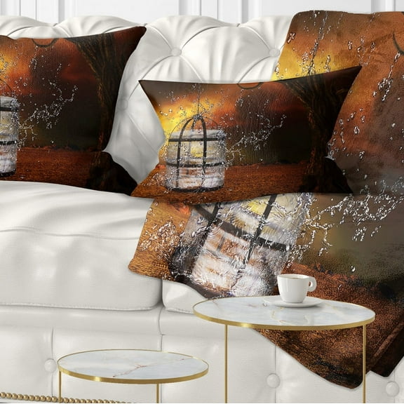 Designart Water Locked Cage - Abstract Throw Pillow - 12x20