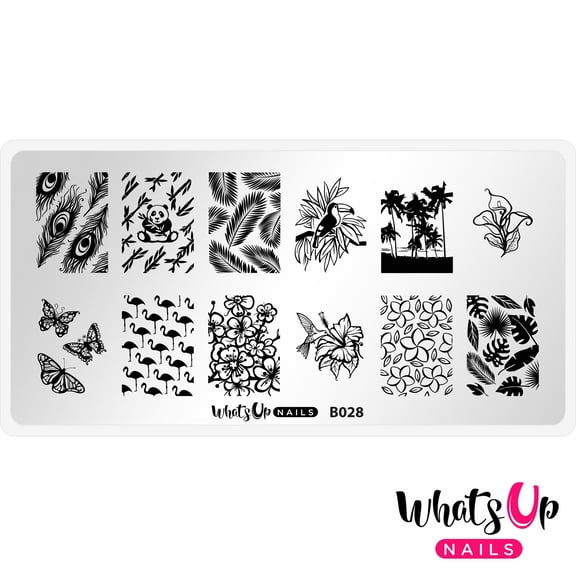 Whats Up Nails B028 Tropical Escape Metal Stamping Plate for Nail Art Design