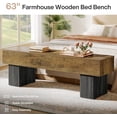 thumbnail image 2 of Tribesigns 63“ Long Entryway Bench, Farmhouse Wooden Dining Bench, Indoor End of Bed Bench, Brown & Black, 2 of 9