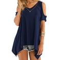 thumbnail image 4 of KaLI_store Womens Spring Tops Women's Short Sleeve Activewear T-Shirt Moisture Wicking Top Blue,S, 4 of 5