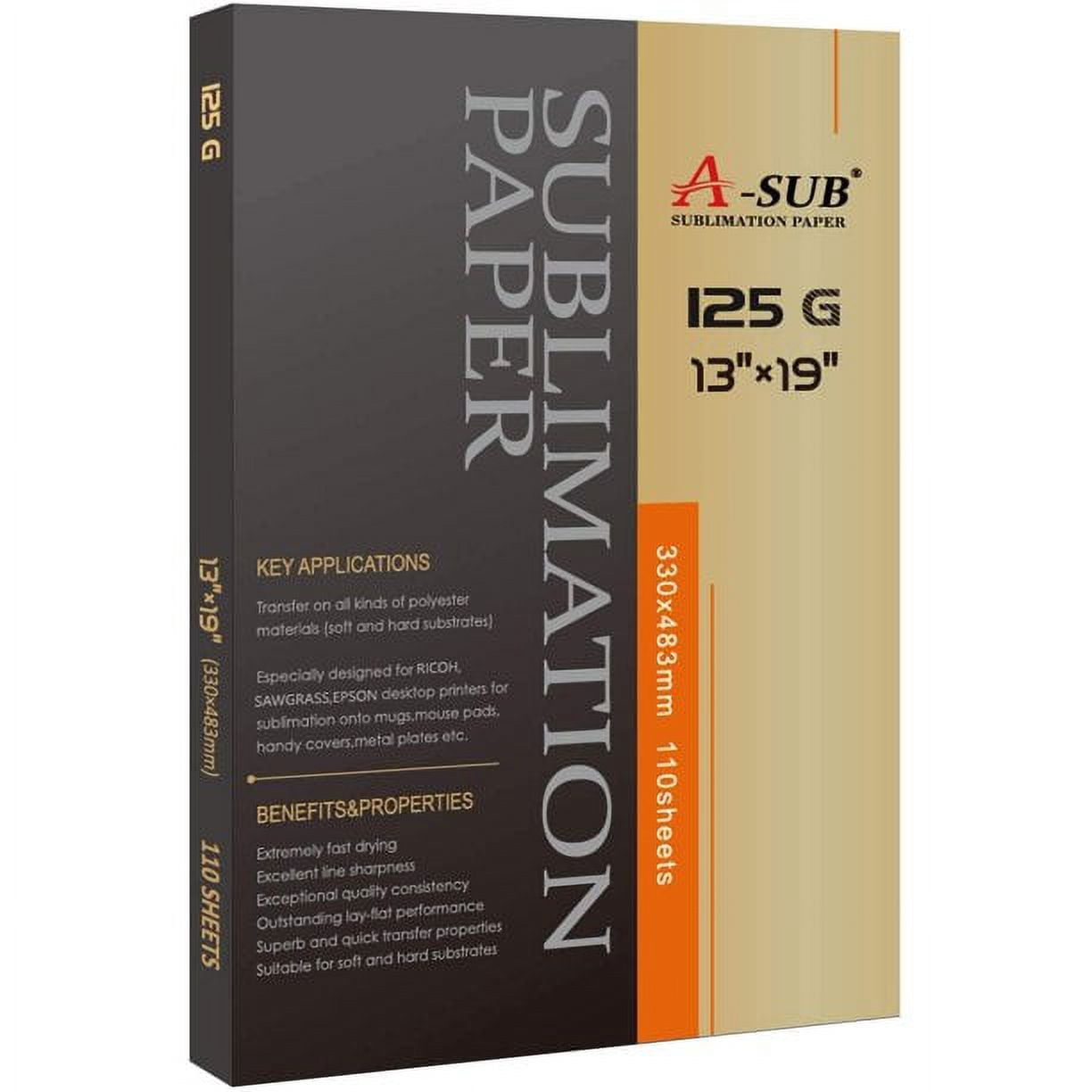 Bundle Kit I 110 Sheets A-SUB Sublimation Paper 125g 13x19 + 480ML A-SUB Sublimation Ink for All Inkjet Printers Heat Transfer, ET-2400 2803 2800 4800 WF ST-2000 SC F170 etc
