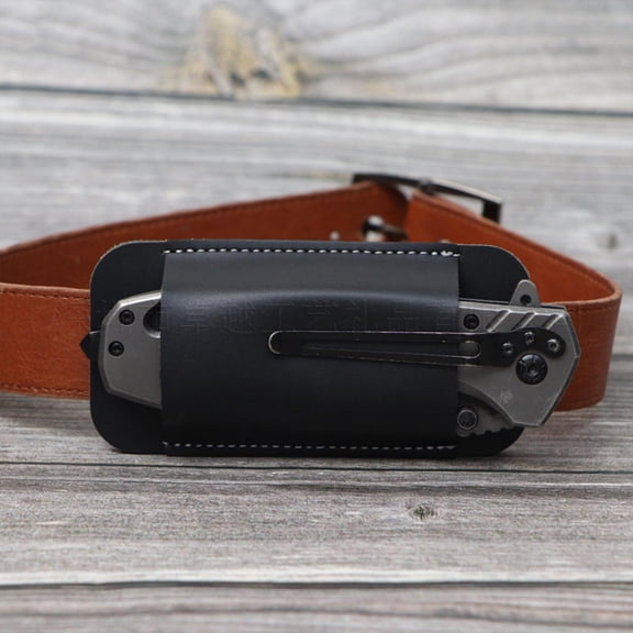 pangttianRetro Leather Knife Sheath with Belt Clip â Handmade Horizontal Carry Holster for Folding/Pocket Knives, Leather Scabbard for Men (Black/Brown/Coffee)