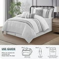 thumbnail image 2 of Lanco Striped 7 Piece Grey White Comforter Set , King Size Microfiber Bedding , All Season Bedding Set , Bed Skirt, Pillows & Shams, 2 of 7