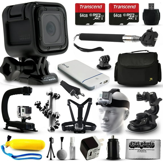 GoPro HERO Session HD Action Camera (CHDHS-102) + Ultimate 20 Piece Accessories Package with 128GB Memory + Travel Case + USB Portable Charger + Head/Chest Strap + Opteka X-Grip + Car Mount & More!