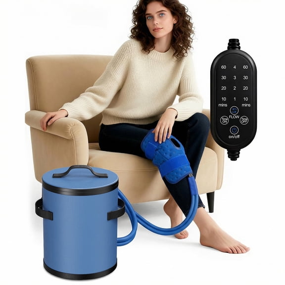 Cold Therapy Machine, Ice Machine for Knee After Surgery, cryotherapy Systerm with Pump, Adjustable Timer, Ideal for Knee Replacement Recovery, ACL,Swelling, Sprains, and Other Injuries (Blue)