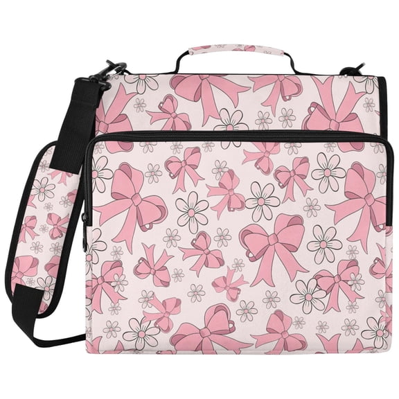 ALAZA Zipper Binder Bows Flower Pattern 2 inch 3 Ring 500 Sheet Capacity Trapper Keeper File Folder Organizer Bag