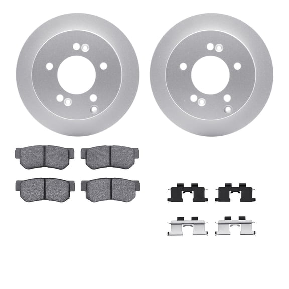 Dynamic Friction Company Rear Geospec Brake Rotors with 5000 Advanced Brake Pads includes Hardware 4512-03100