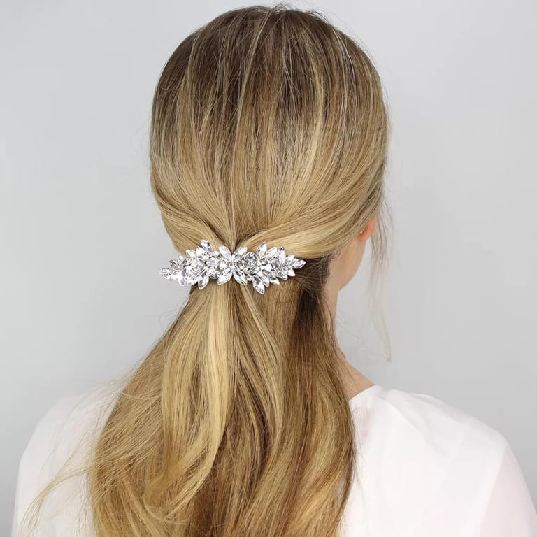 VETPW Rhinestone Hair Clips, Leaf Crystal Bridal Barrettes  display picture 3