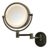 Jerdon 8-inch Diameter Lighted Makeup Mirror, 5X-1X Magnification - Bronze Finish- Direct Wire - Model HL65BZD