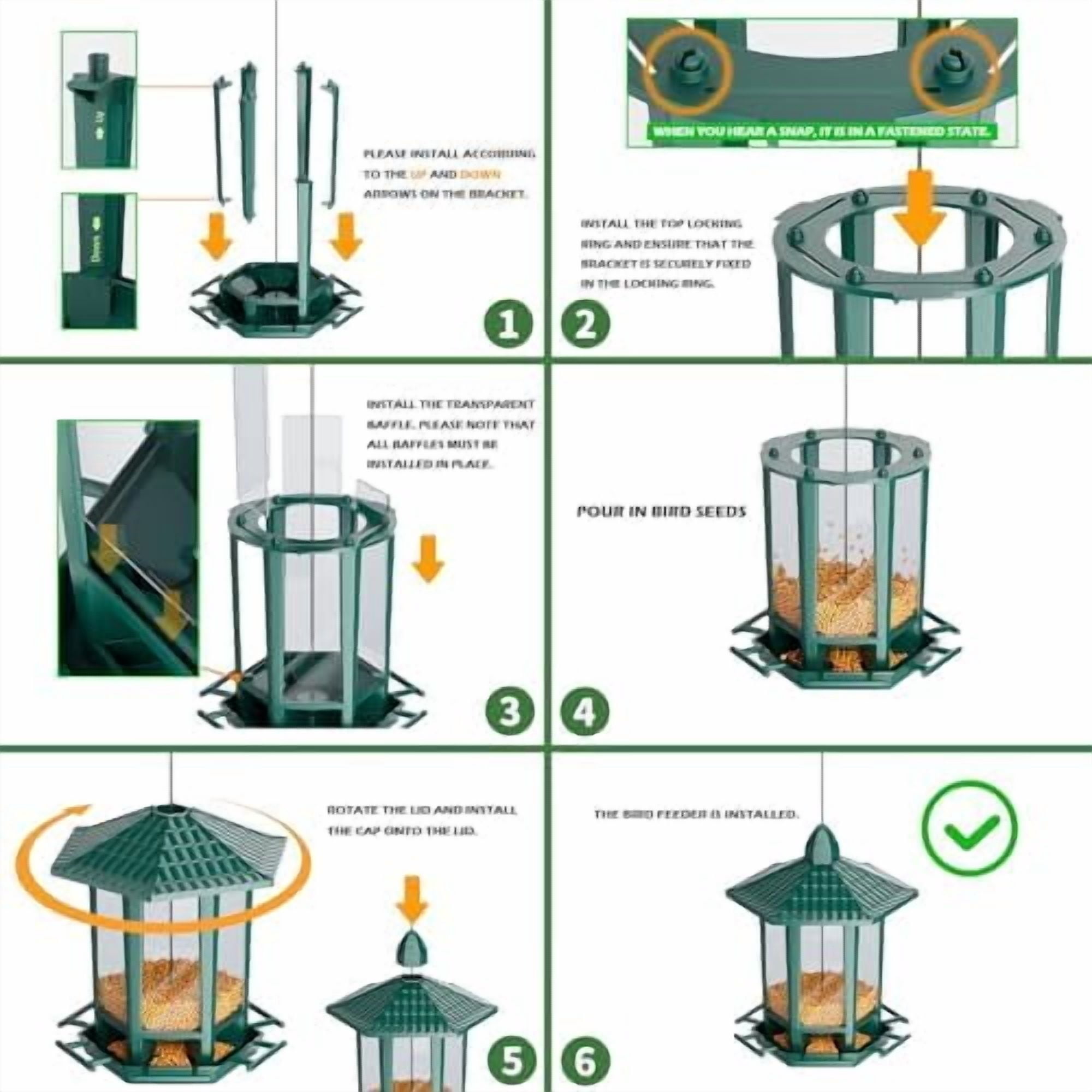 4 Pack Bird Feeders for Outdoor Hanging, 10 LB Fun Installation Retro Pagoda Design Bird Feeder, Attracting Wild Birds Chickadees Goldfinches Cardinals Finches and Sparrows (Green)