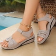 thumbnail image 5 of Domuza Orthopedic Casual Sandals for Women Arch Support Flat Wedge Sandals Wide Width Slip on Non Slip Beach Slippers Beach Vacation 2026 Foam Shoes Beige 10（EU-43）, 5 of 7