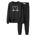 thumbnail image 1 of Gibobby Conjunto dama pants y sudadera afelpada Sudadera holgada de manga larga con estampado gráfico y chándal informal de forro polar para mujer(Negro,G), 1 of 3