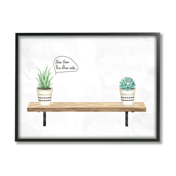 Stupell Industries Aloe From Other Side Phrase Succulent Plants Botanical & Floral Painting Black Framed Art Print Wall Art, 11 x 14