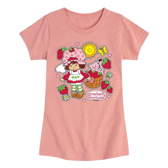 Strawberry Shortcake - Vintage Stickers Style - Toddler And Youth Girls Fitted Short Sleeve Graphic T-Shirt