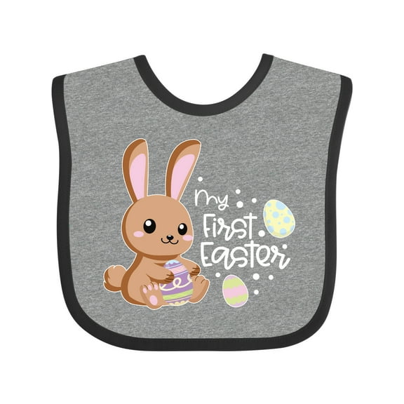 Inktastic My 1st Easter with Cute Brown Bunny and Easter Eggs Boys or Girls Baby Bib