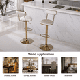 thumbnail image 6 of 25-33 Inch Contemporary Bar Stools, Counter Height Adjustable Swivel Barstools High Bar Chairs with Back & Golden Metal Base, Stools Chair with Footrest for Kitchen Island, Pub(Grey,Set of 4), 6 of 10