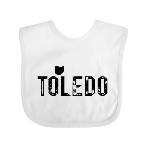 Inktastic Toledo, Ohio Distressed Font Boys or Girls Baby Bib