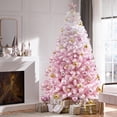 thumbnail image 4 of Árbol de Navidad Yaheetech de pino con bisagras de 2,28 m y 1284 puntas, color rosa, 4 of 9