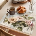 thumbnail image 3 of Vintage Pink Floral Placemats Set of 6 Spring Botanical Oil Painting Place Mats Indoor Wipeable Table Mats Washable Cloth Dining Table Placemats for Kitchen Holiday Party Home Decor 13x19 Inch, 3 of 9