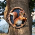 thumbnail image 3 of Huepoe Squirrel Tree Face Ornament - Weatherproof Resin Garden Decor, Outdoor Yard Art, Fairy Garden Accent, Easy to Hang Wall Sculpture (3.62" L x 1.97" W x 4.13" H), 3 of 7