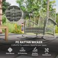 thumbnail image 4 of Khaki Outdoor Rattan Rocking Chair with Cushions - Patio Wicker Rocker for Garden, Backyard & Porch - Steel Frame, 29.5" x 37.8" x 36.2", 4 of 7