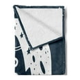 thumbnail image 2 of Saying Soft Flannel Fleece Throw Blanket, Valentines Day I Love You to the Moon and Back Spaceship Stars Backdrop, Cozy Plush for Indoor and Outdoor Use, 50" x 70", Dark Blue and White, by Ambesonne, 2 of 5