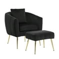thumbnail image 6 of Ktaxon Accent Arm Chair with Ottoman Stool, Velvet Upholstered Club Chair with Lumber Pillow and Footrest Pumpkin Shape Sofa Black, 6 of 8