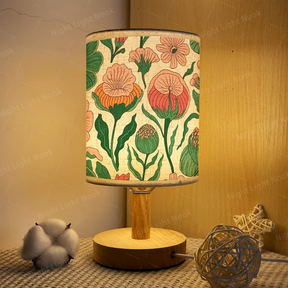 1pc Bohemian Feathers Table Lamp with Usb-Powered & Upward Lighting - Elegant Floral Shade, Modern Bedside Lamp for Bedroom, Living Room, Office, Room LED Lights - Ideal Home Decor Gift,