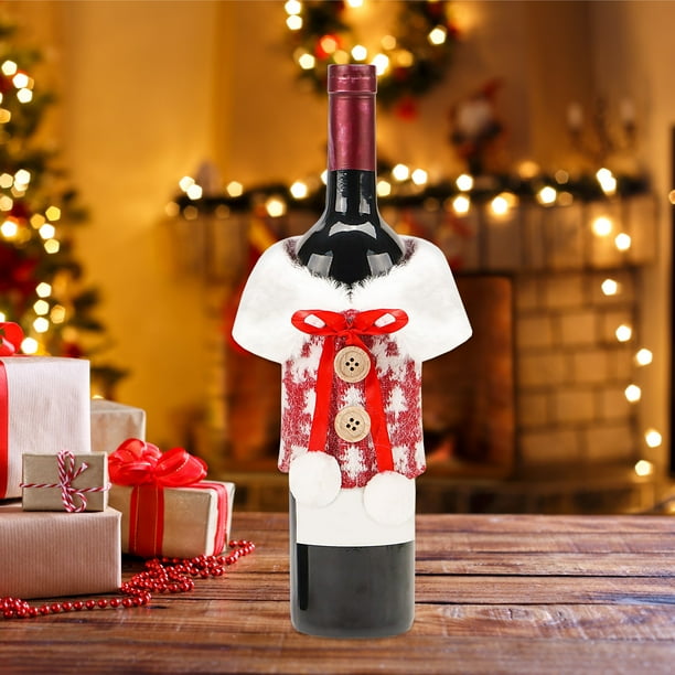 Funda para Botella de Vino Navideña, Conjunto de Ropa, Adornos para Botellas de Vino, Bolsa, Decoración para Mesa de Cena y Fiesta de Navidad, Regalos