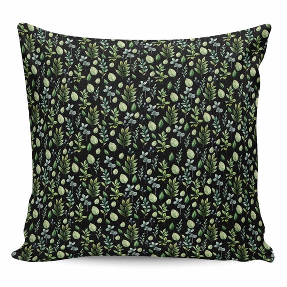 Throw Pillow Covers 20x20 Inch, Dark Green Leaves Decorative Pillow Cases for Couch Sofa Bed, Pastoral Farmhouse Botanical Plant Cotton Linen Square Home Decor Pillowcases with Hidden Zipper