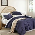 thumbnail image 2 of Full Size Comforter Set 7 Pieces Navy Blue Full Bed Set Microfiber Soft Full Comforter Lightweight Fluffy Comforter Set with Fitted Sheets,Flat Sheets,Pillow Shams,and Pillowcases, 2 of 14