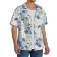 thumbnail image 2 of KLL Daisies Flowers Print Men's Shirt Short Sleeve Button Down Summer Cuba Beach Shirts- Medium, 2 of 5