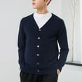 thumbnail image 4 of Fall Lightweight Knit Cardigan Mens Soft V Neck Casual Sweaters Button Down Knitted Men's Sweater M, Navy, 4 of 4