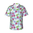 thumbnail image 2 of Xecao Strawberry And Flowers print Hawaiian shirt - a stylish short-sleeve button-down for men, perfect for casual beach and tropical outings., 2 of 9