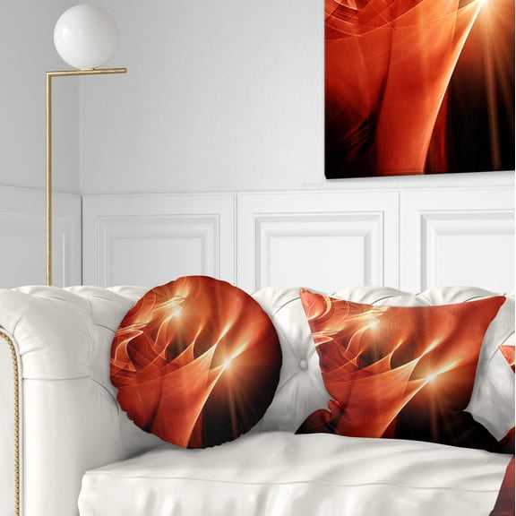 Designart Abstract Warm Brown Fractal Design - Contemporary Abstract Throw Pillow - 12x20