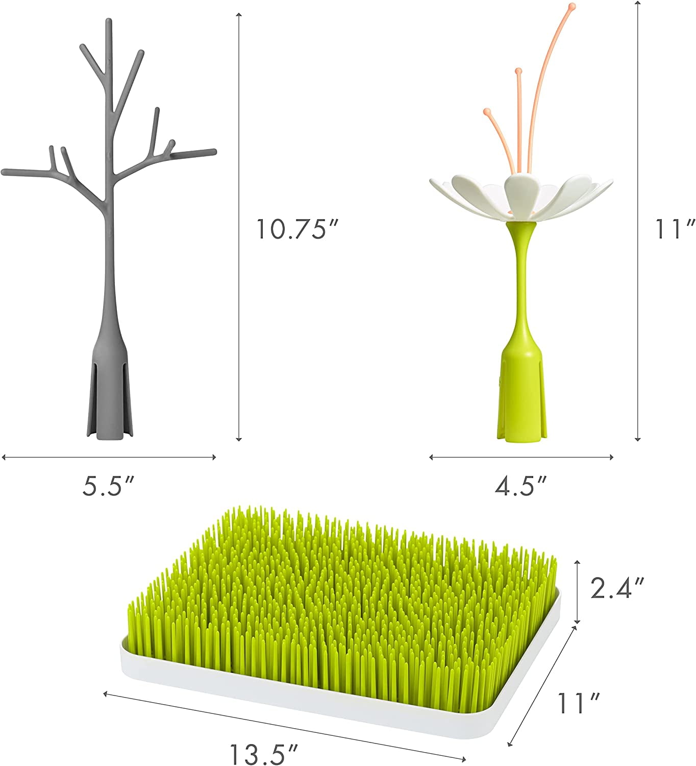 Boon - B11344 | Lawn & Stem & Twig Countertop Drying Rack Bundle