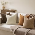 thumbnail image 3 of Pack of 4 Brown Couch Throw Pillow Covers 18x18 Inch Yellow Green Soft Decorative Chenille Pillows Farmhouse Accent Cushions for Boho Home Decor Spring Sofa Bedroom Living Room, 3 of 5