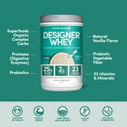Designer Wellness, Designer Whey Protein Meal Replacement Powder with Vitamins, Minerals, and Organic Superfood Complex Carbs, Gluten-Free, Vanilla Bean, 1.72 Pound