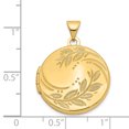 thumbnail image 3 of 14K Yellow Gold 20mm Round Leaf Floral Locket, 3 of 6