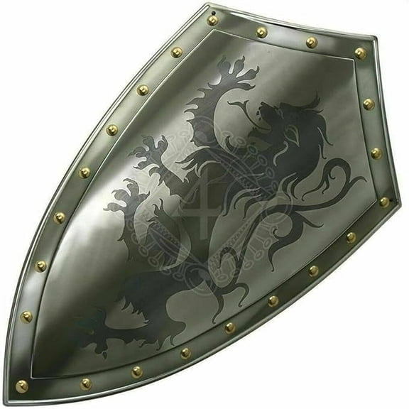 Medieval Heater Shield Functional Dragon Warrior Templar Knight Armor 24 inch Shield