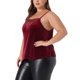 thumbnail image 4 of Camiseta sin mangas de encaje de tirantes ajustables de terciopelo Agnes Orinda para mujeres de talla grande color burdeos 3X, 4 of 6